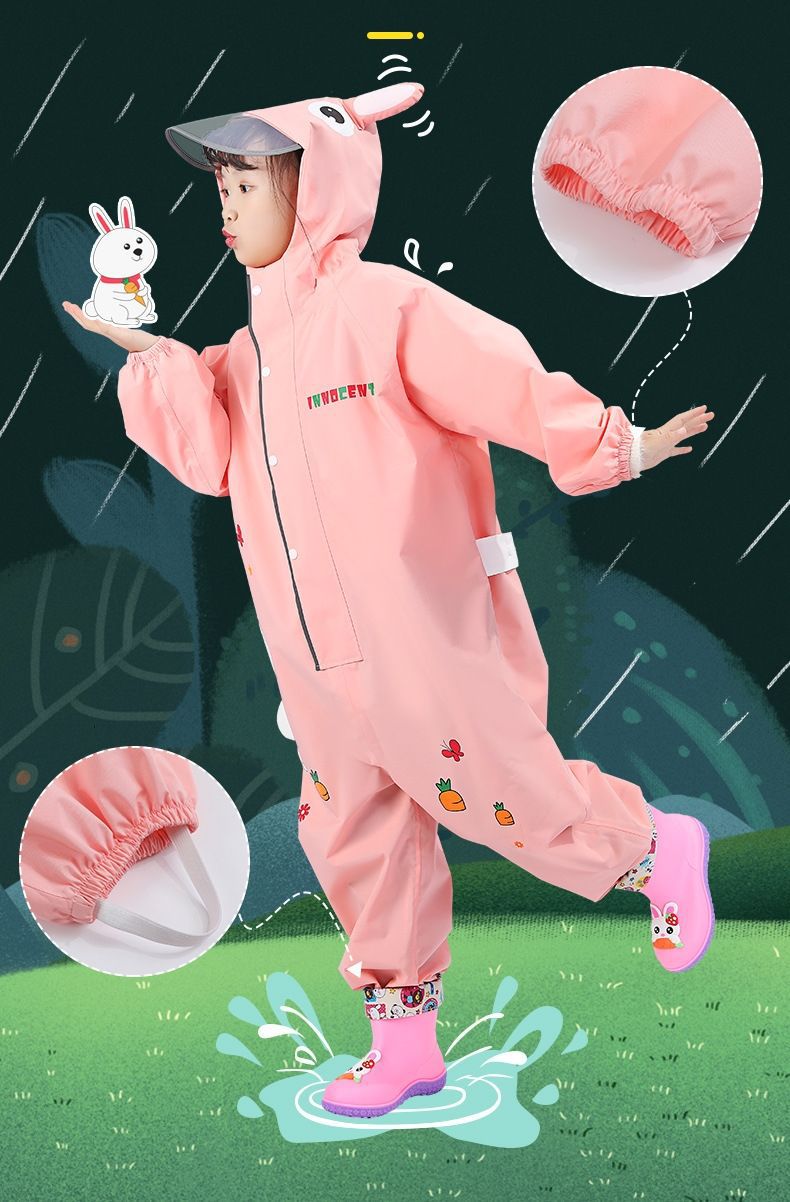 Niños una pieza impermeable niños niñas kindergarten bebé impermeable impermeable poncho estudiante impermeable impermeable pantalones de lluvia traje pic 13