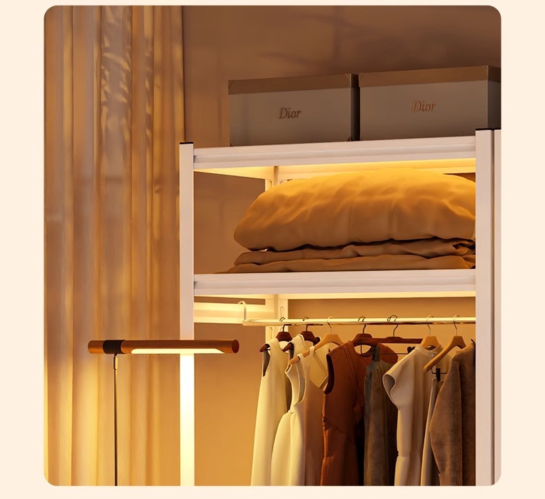 简易衣橱置物货架衣柜组装diy自制角钢挂衣架租房改造衣帽间架子详情16