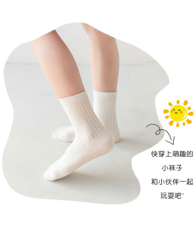 一件代发女童袜子春秋款儿童纯色中大童棉袜中筒袜女孩同色公主袜详情14