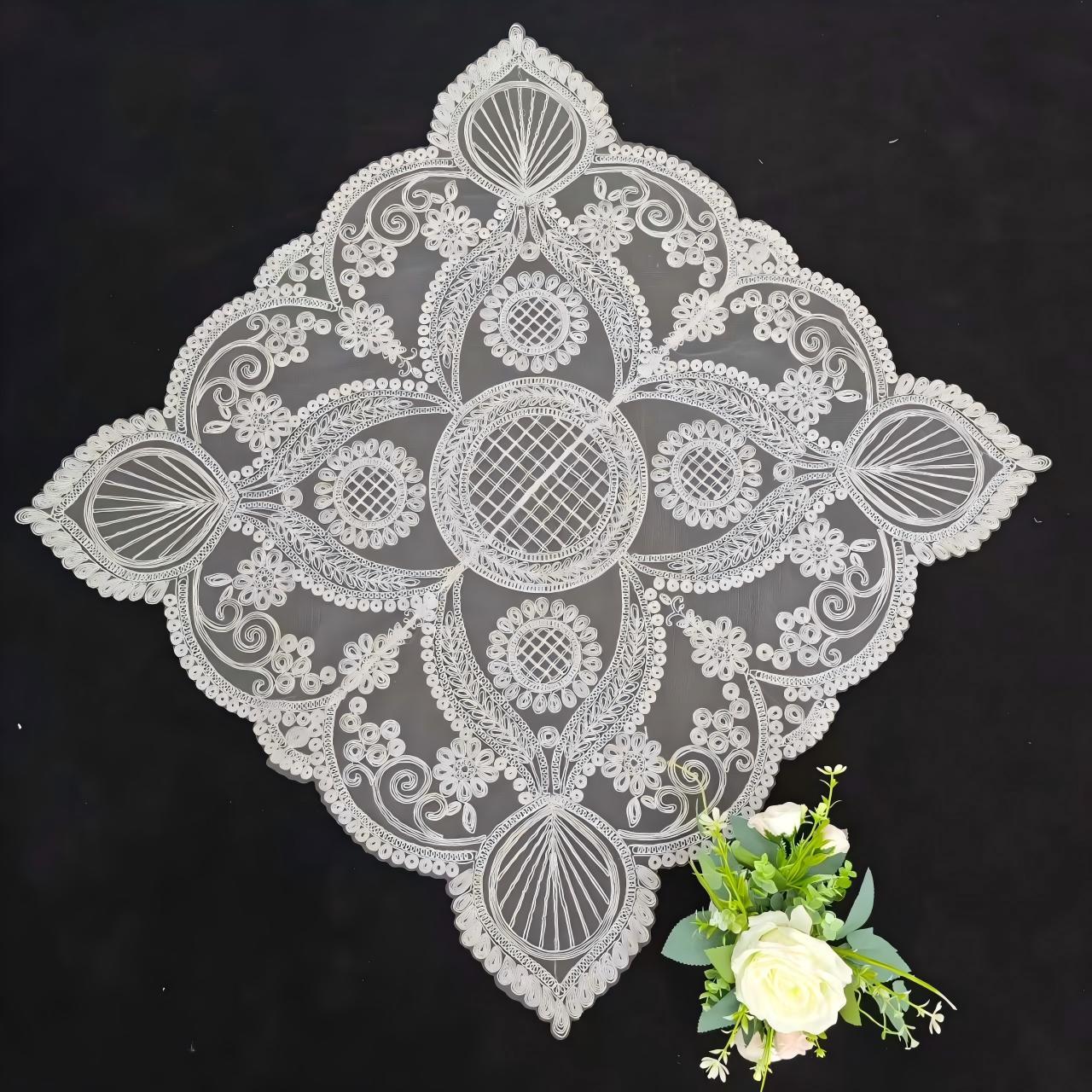 American-style coffee table, TV cabinet, French white lace fabric, European-style dressing table, table flag, shoe cabinet, wedding dining table, table flag pic 2