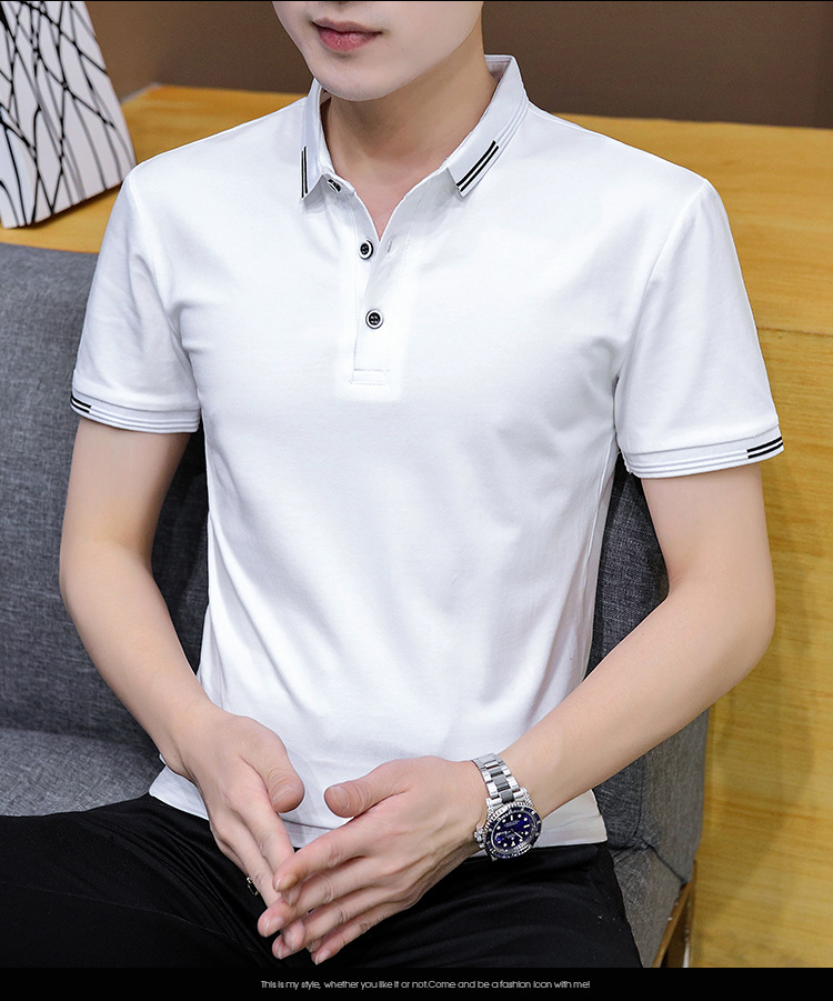 现货翻领莱卡棉短袖T恤男装Polo衫休闲刺绣半袖男上衣服装批发详情10