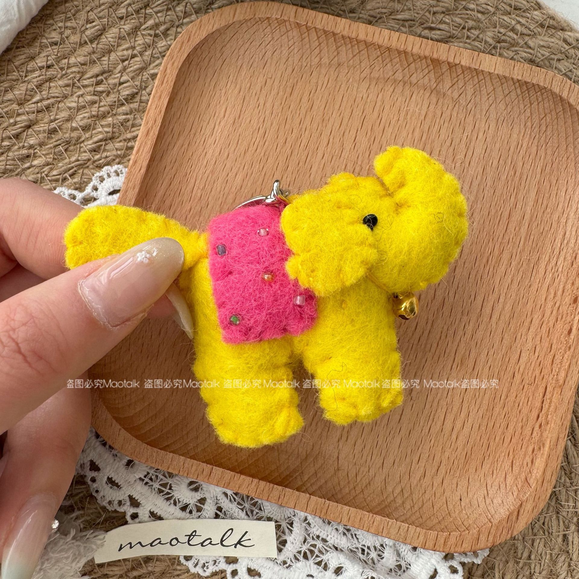 New Nepalese handcrafted wool felt cute elephant and baby elephant keychain animal bag hanging miu series cartoon pendant pic 5