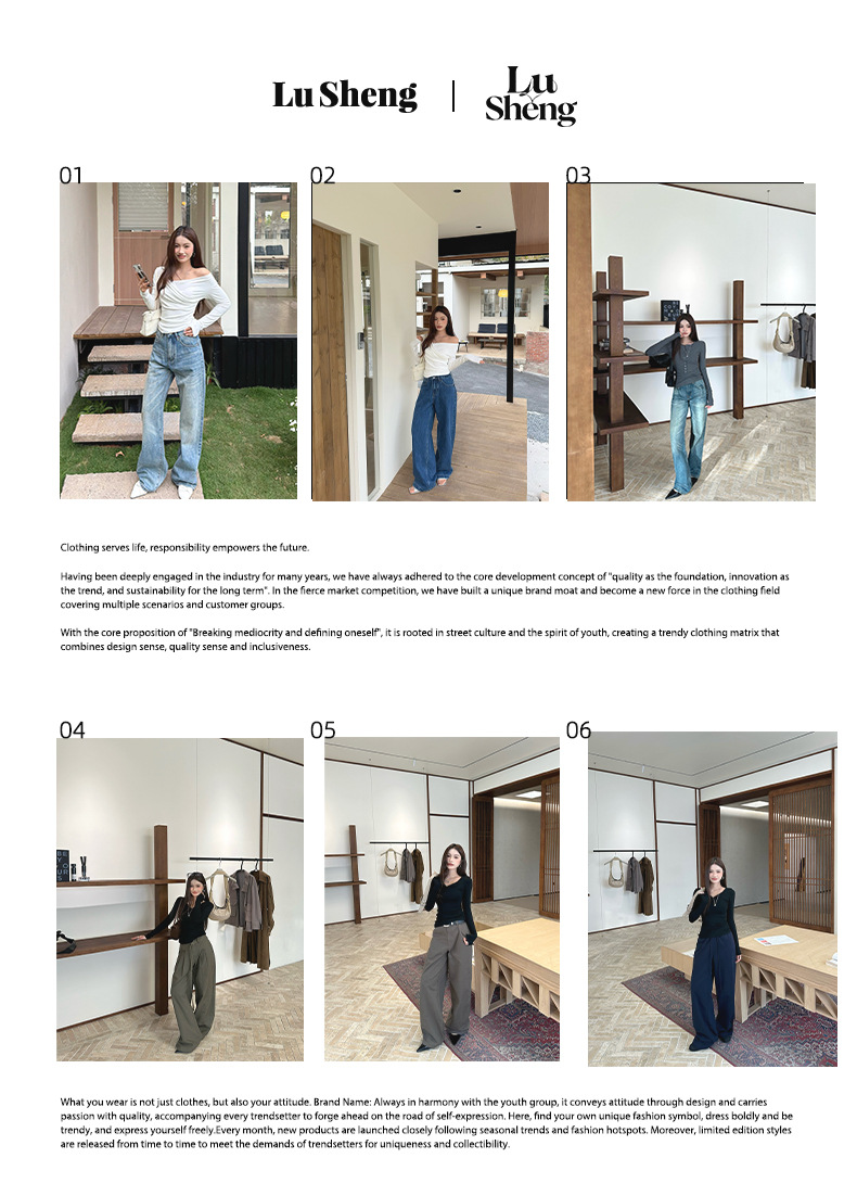 陆晟闪电纹做旧阔腿牛仔裤男女潮流美式复古水洗街头风休闲裤子潮详情1