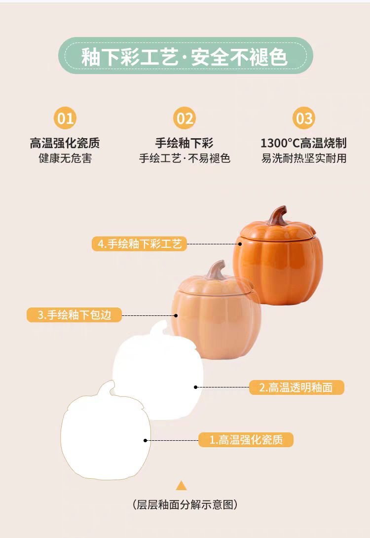 南瓜陶瓷调味罐家用厨房调料瓶佐料盒盐罐子炖盅隔水蒸炖汤蒸蛋碗详情11