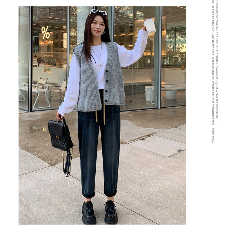 Spring 2025 new high-waisted loose cotton jeans for women, elastic and versatile, slimming radish Harun Dad pants pic 22