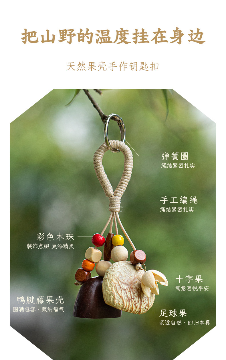 diy natural fruit shell hanging bell, new Chinese herbal plant seed bag pendant, handcrafted keychain, artistic bag hanging decoration pic 4