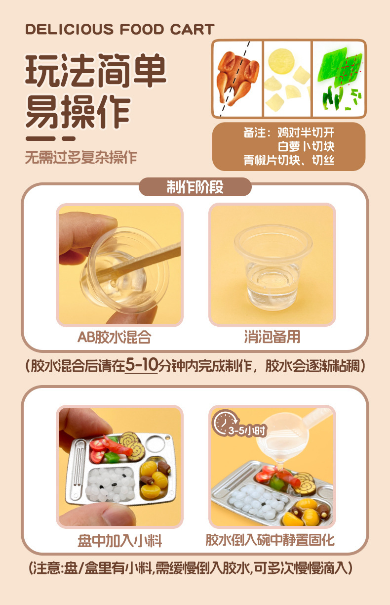益比乐DIY美食快餐车仿真食材迷你食玩手工材料包女孩过家家玩具详情9