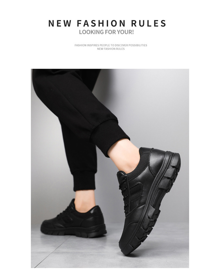 春秋黑色作训男鞋户外运动训练皮鞋低帮工装执勤鞋软底巡逻保安鞋详情11