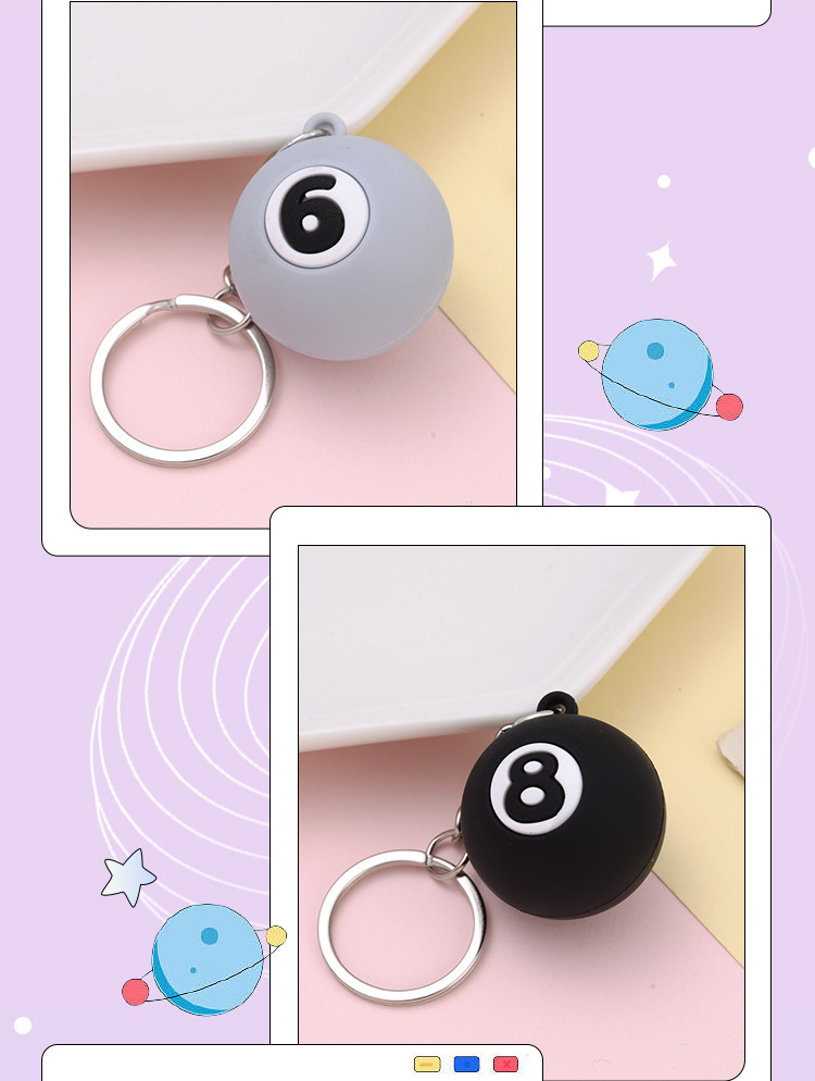 Creative simulation billiards keychain pendant, personalized bracelet, car key ring, male and female internet-famous schoolbag pendant pic 14