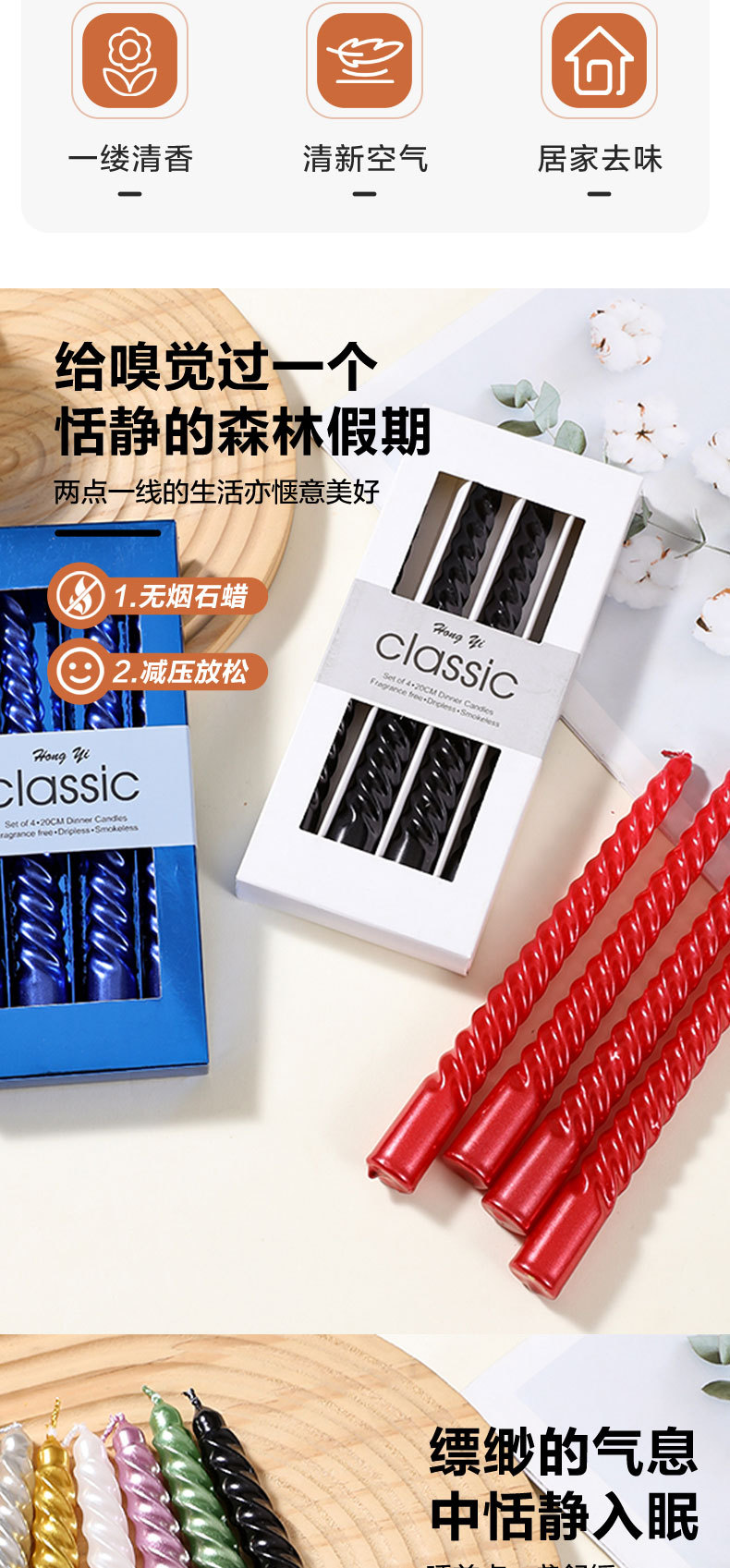 欧式长杆2.0X20CM螺纹杆蜡烛台蜡烛家用浪漫烛光晚餐环保包装蜡烛详情2