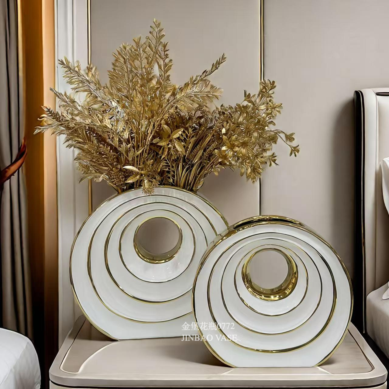 Nordic creative ceramic vases, rotating aesthetic ornaments, high-end living room entrance hall tabletop, dining table, dried flower decorations pic 12