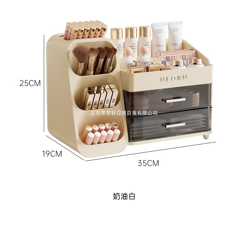 桌面化妆品收纳盒梳妆台家用护肤品置物架高级整理盒防尘化妆箱详情11