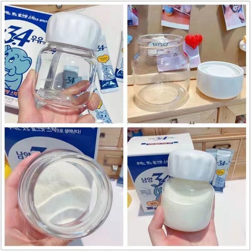 Glass chubby cup, shaker cup, gift milk cup, student Internet celebrity, portable, small and mini heat-resistant, casual cup pic 15