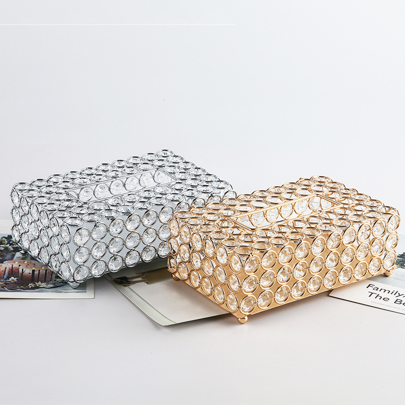 European-style best-selling ins tissue paper, metal tissue box, living room desktop storage box, crystal tissue box, factory direct sales pic 7