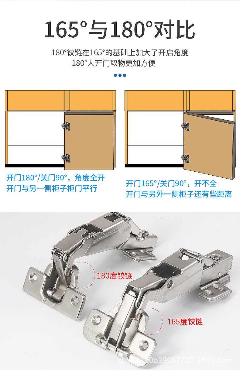 180度铰链165度铰链175度铰链135转角柜铰链橱门合页液压阻尼缓冲详情7