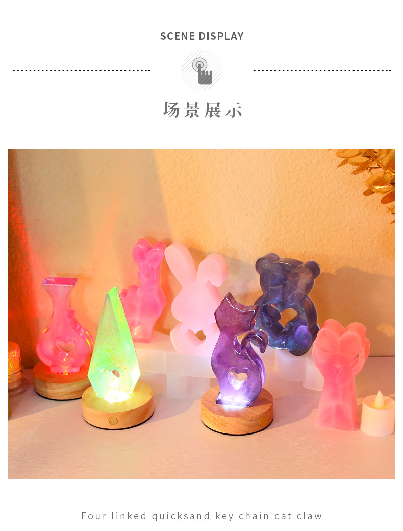 diy epoxy resin Easter bunny scented candle mold, heart-shaped house, cat gypsum decorative item, silicone mold pic 5