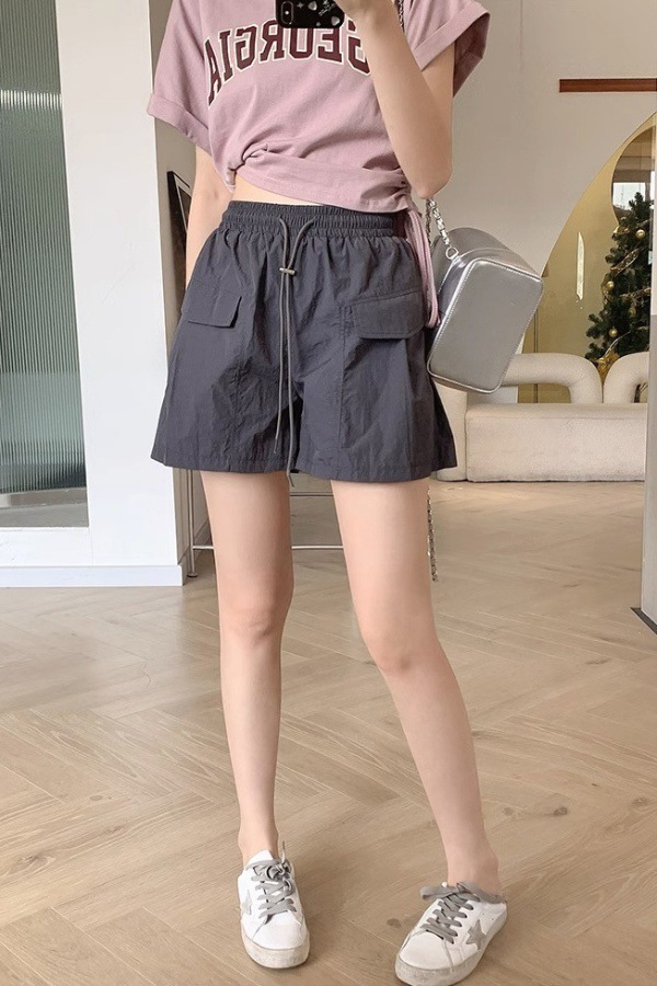 工装阔腿短裤女夏季2023新款高腰抽绳宽松直筒裤显廋A字短裤子ins详情1