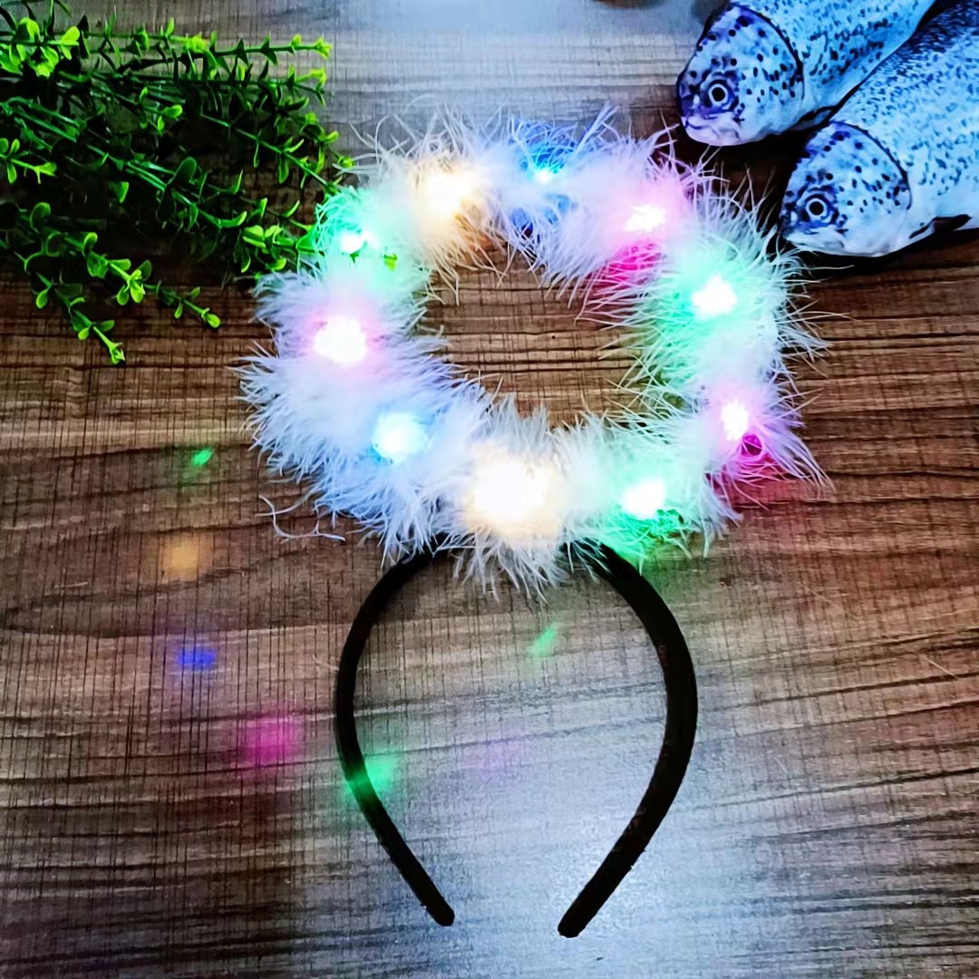 发光天使羽毛发箍舞台节目表演头饰发光头成人儿童发饰详情5