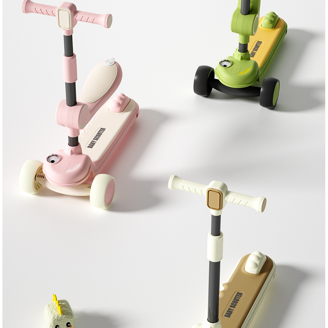 儿童滑板车三合一快拆可坐人滑轮车脚蹬闪光三轮车溜溜车滑步车详情4