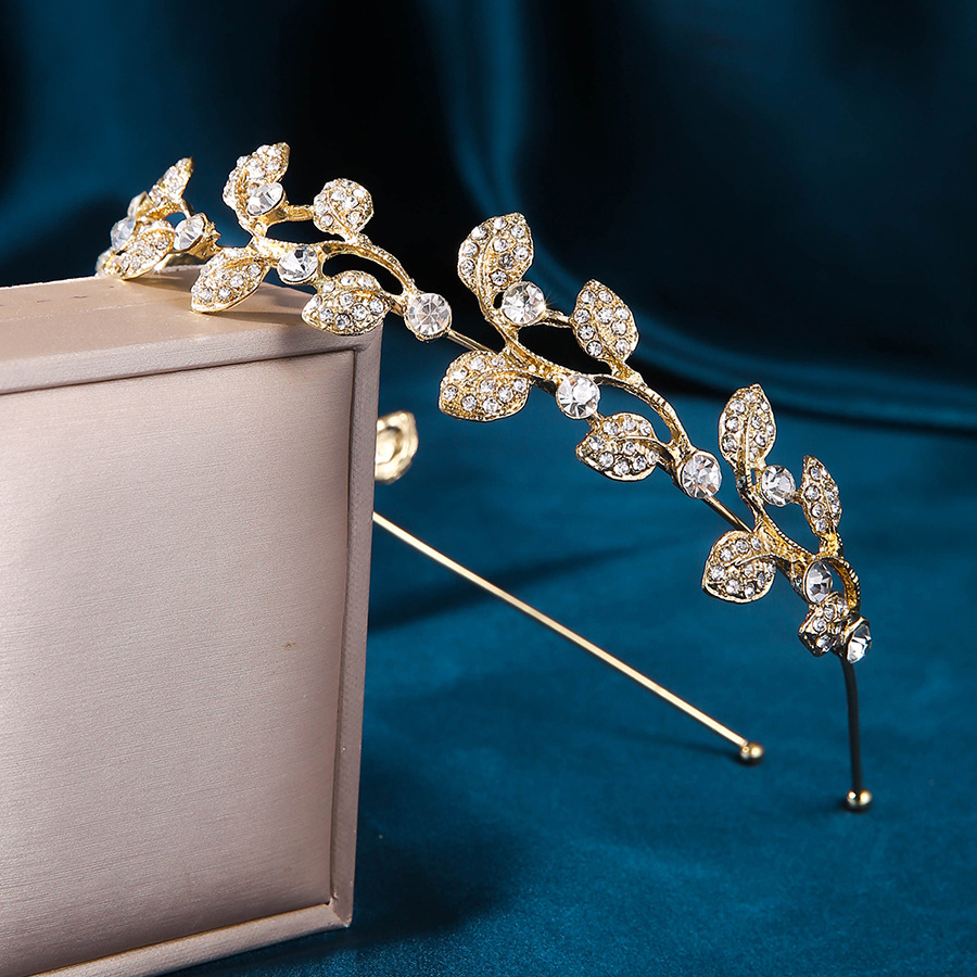 New leaf full diamond super shiny silver semi-circular crown bridal headwear, up-style hair accessory and hair crown pic 8