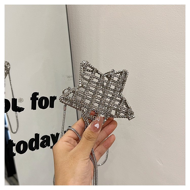 跨境2024夏新款小香风镂空金属星星包晚宴包单肩斜挎气质链条女包详情54