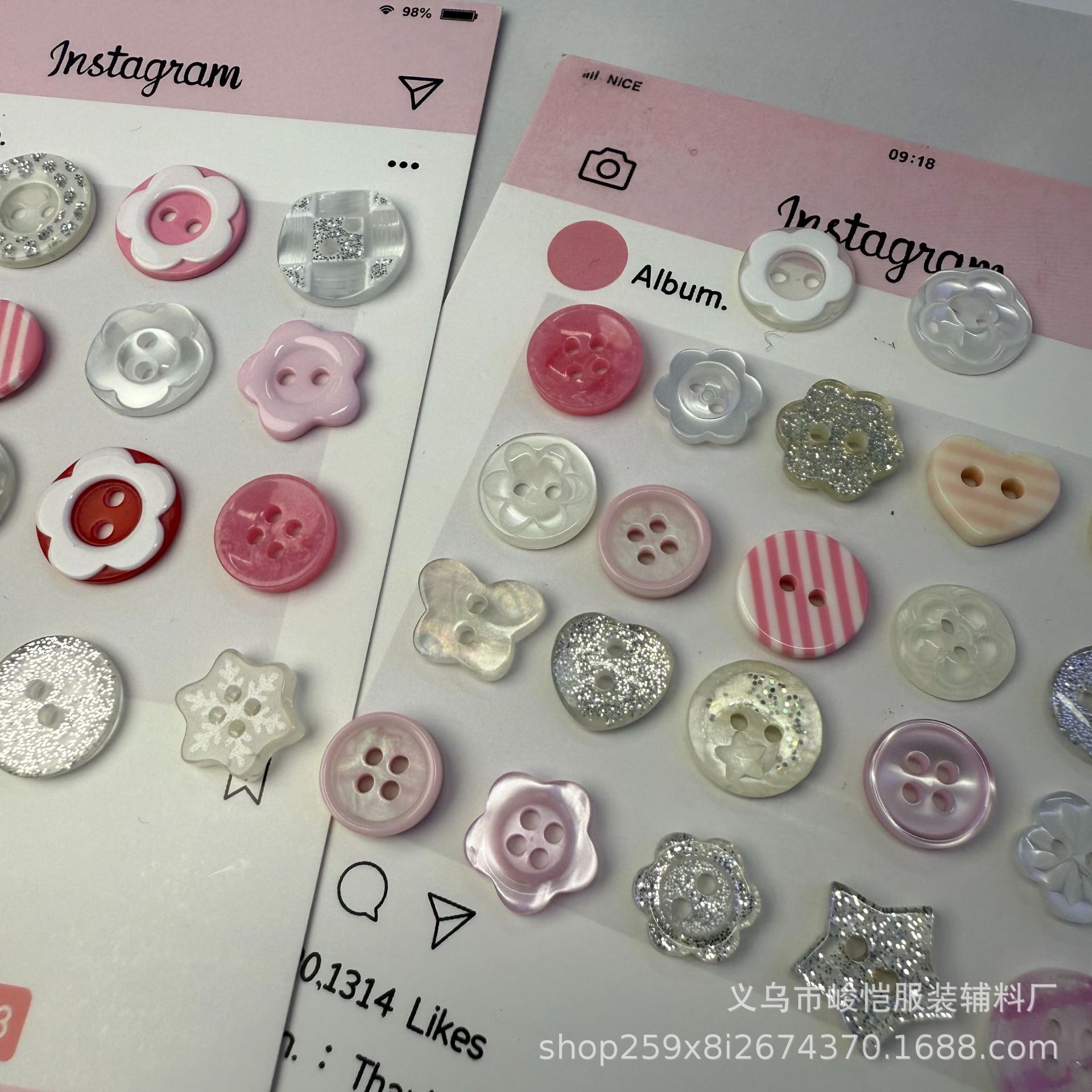 Cute pink buttons mixed and matched, handcrafted diy accessories, button collection, decorative account books, dolls, pain packs, materials pic 28