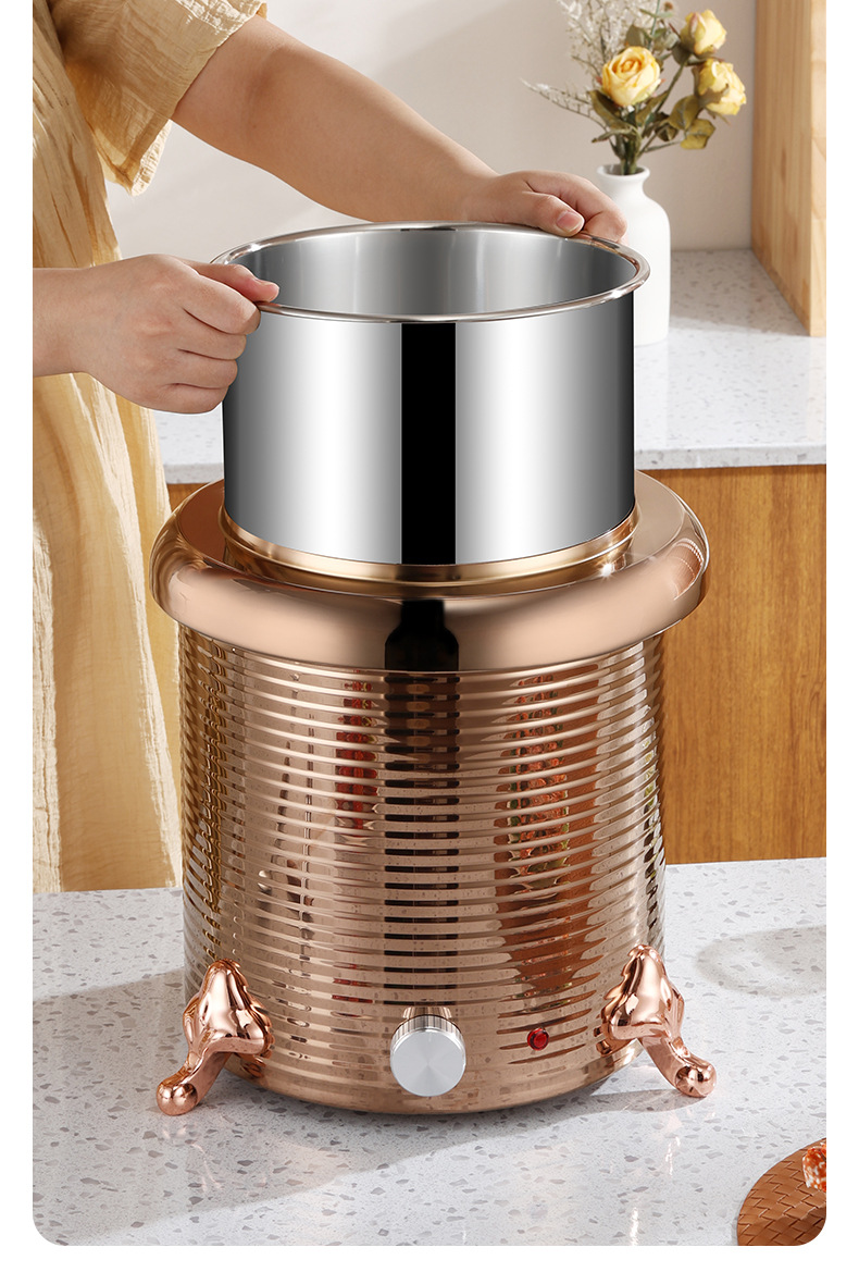 Stainless steel electric warm soup pot, commercial electronic insulated soup pot, hotel buffet electric heating warm soup stove pic 7