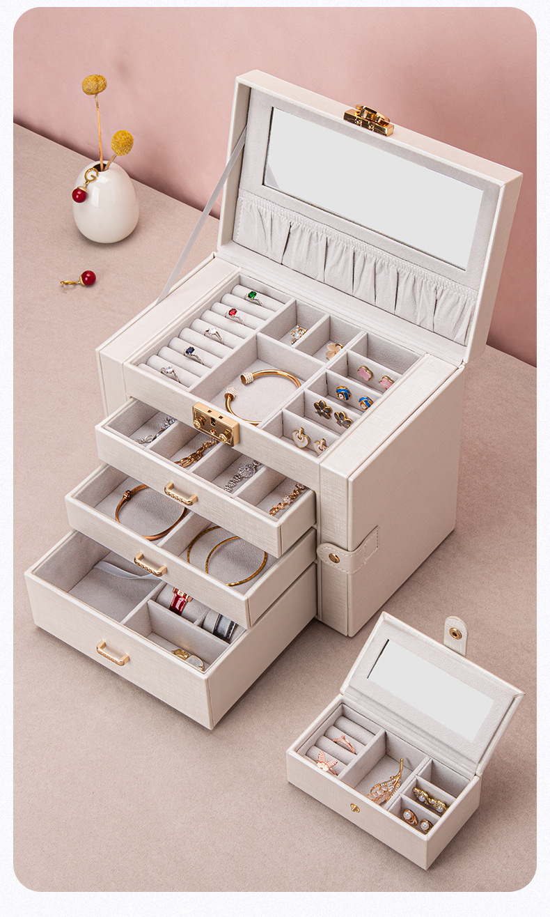 首饰盒收纳箱家居轻奢精致多层首饰手表饰珠宝2025款化妆盒项链详情16