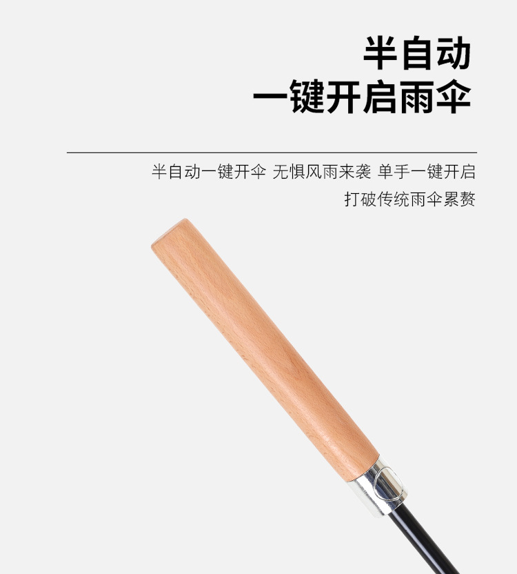 新款现货8骨自动实木长柄直杆伞男士商务雨伞礼品伞加印logo图案详情15