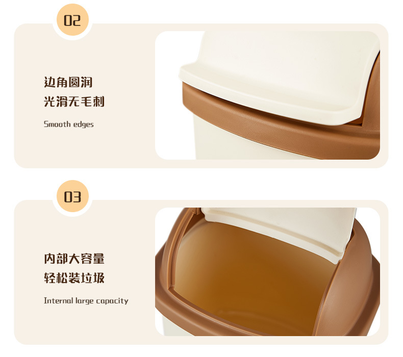Cream-style desktop trash can with lid, press-type mini trash can, creative home living room coffee table, wastebasket storage pic 11
