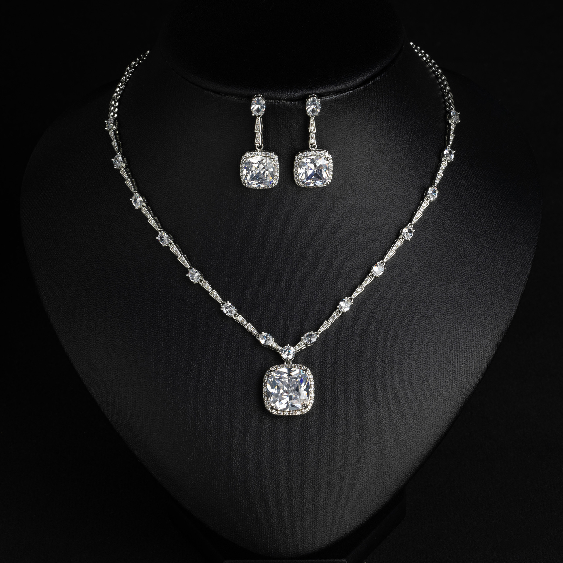 Explosivo crossover nicho sentido gordo cuadrado tesoro pendientes collar de mujer zafiro real nido de pájaro corte diamante rojo colgante conjunto lytj30315 gettisa banquete vestido joyería joyería de moda cross border multi accesorios pic 8