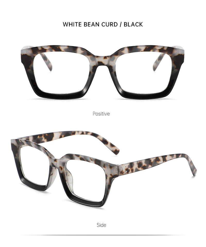 Anti-blue light square frame flat light glasses for women, contrasting color rice studs, simple and slender appearance, high level of spectacle frame, European and American trendy spectacle frame pic 15
