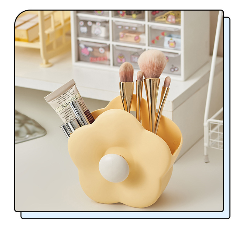 Flower makeup brush storage box, wall-mounted home bathroom, dressing table, desktop, comb and toothbrush, cute cartoon storage box pic 2