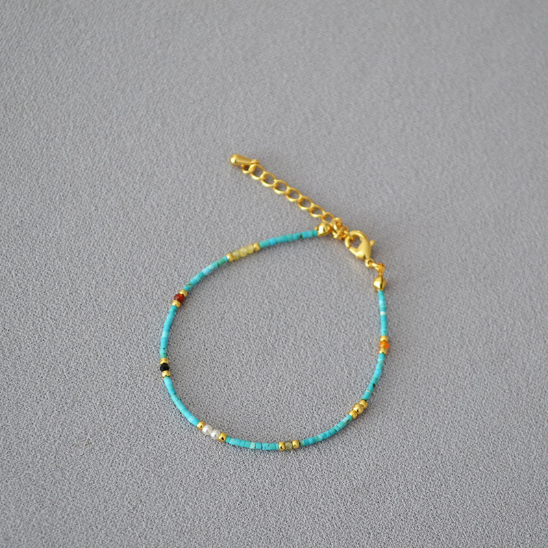 新中式小众设计复古文艺宫廷风极细绿松石串珠简约气质项链锁骨链详情10