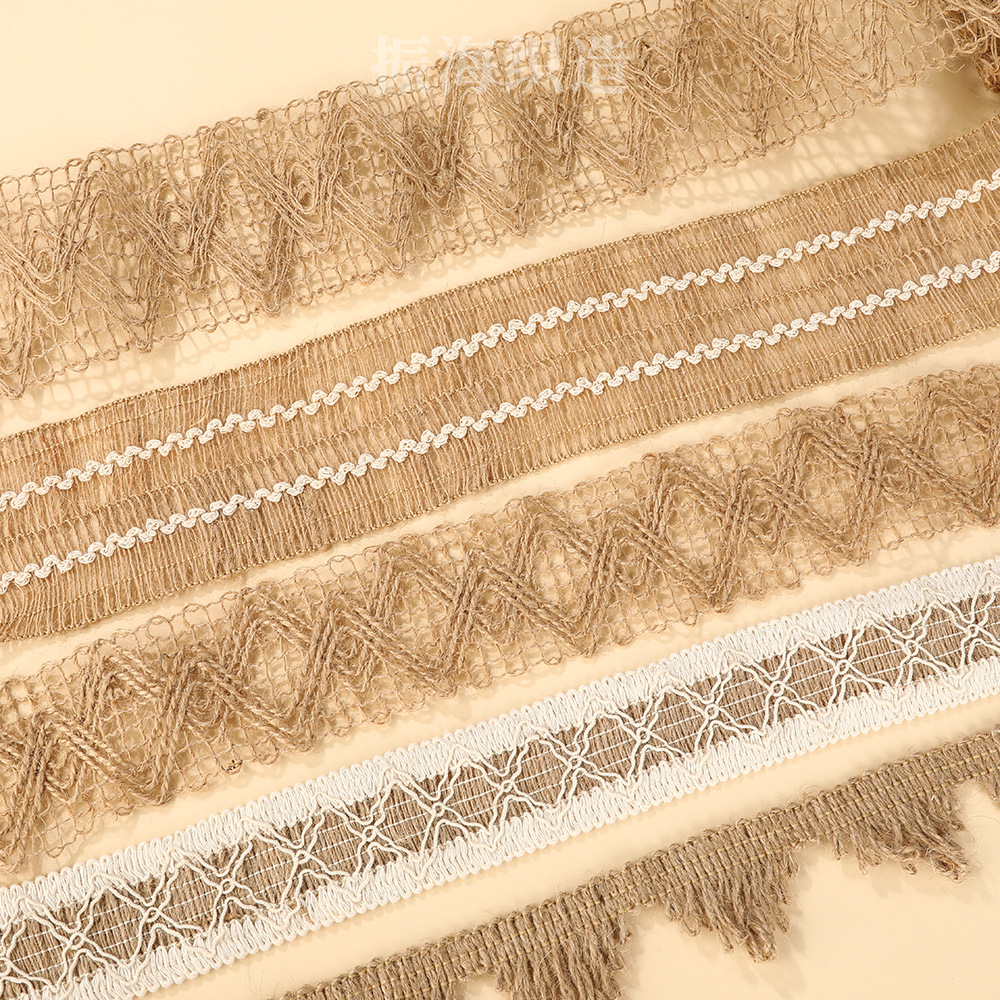 服装家纺服饰产业用花边织带工艺礼品服饰辅料用黄麻鱼丝麻织带详情4