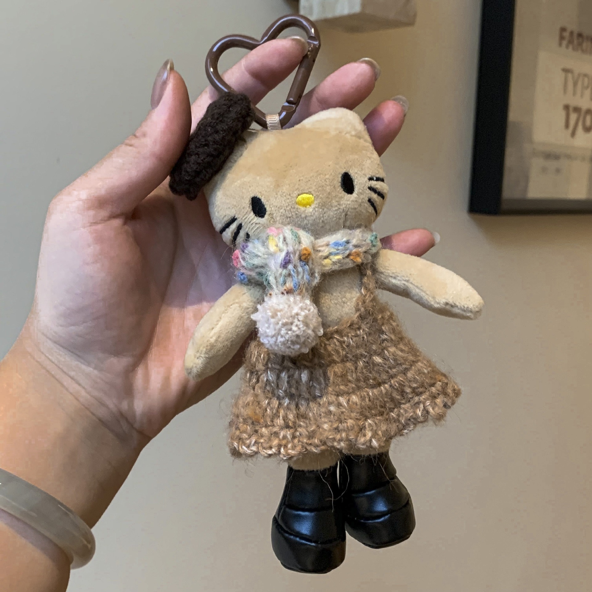 New autumn and winter leather long-legged Kitty cat bag pendant, cartoon cute and versatile keychain kt pendant, Little Red Book pic 5