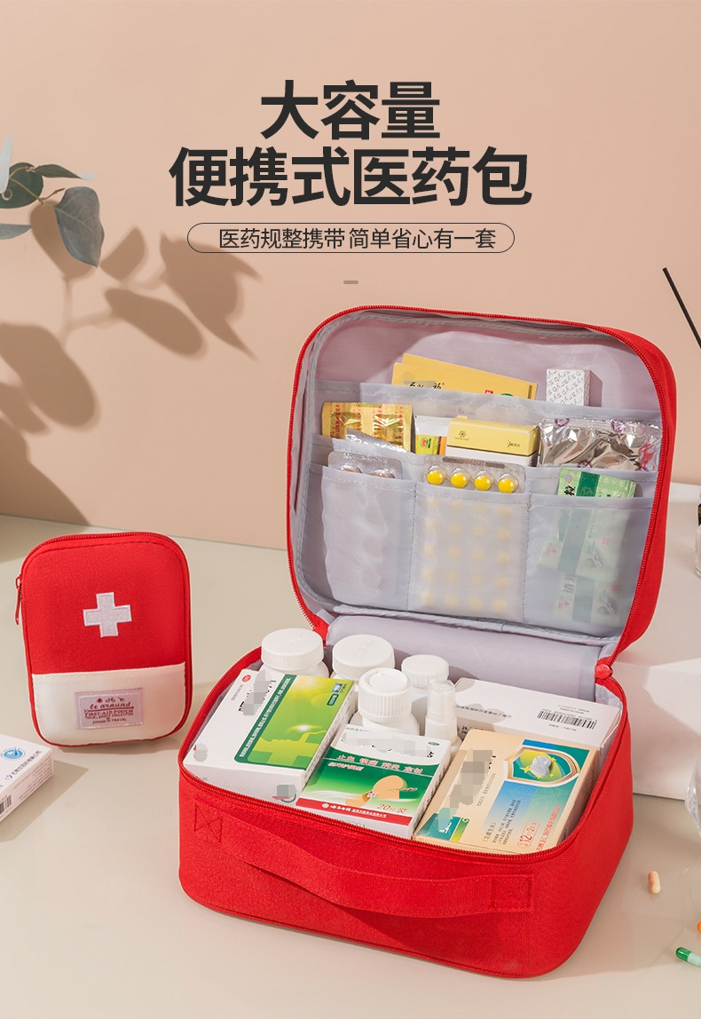 医疗包四个颜色便携急救包红粉蓝黄白十字药盒收纳应急户外体育高层自救逃生详情1