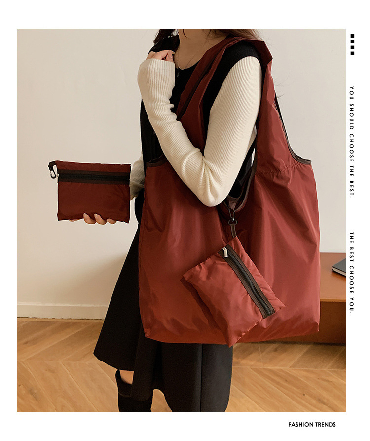 2026新款韩版折叠购物袋大容量收纳袋防水超市手提托特包环保布袋详情1