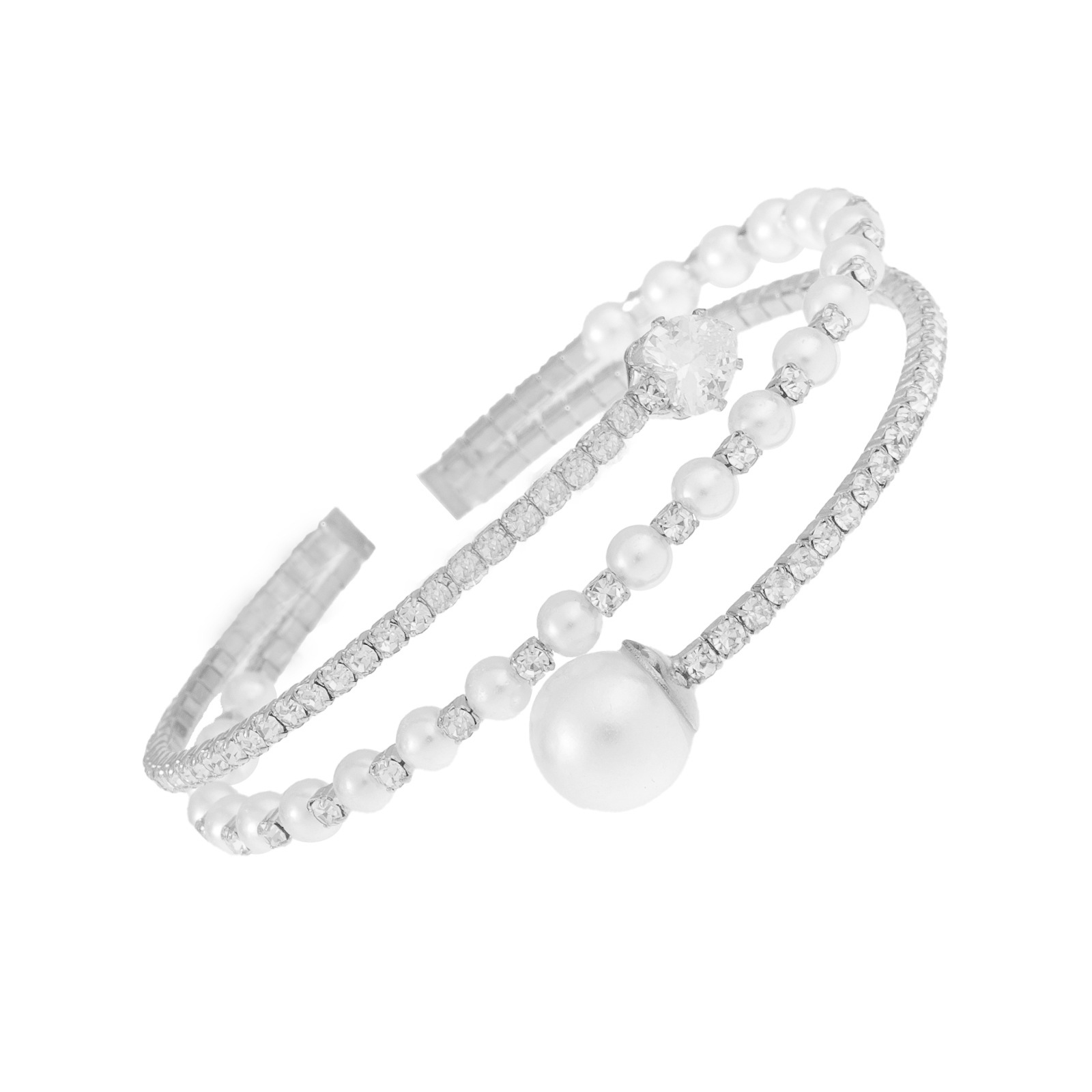 This 3-layer wound elastic three-dimensional pearl and water diamond bracelet is a popular cross-border bestseller from Europe and America. It is a versatile open-mouth jewelry for brides, weddings, banquets and parties pic 10