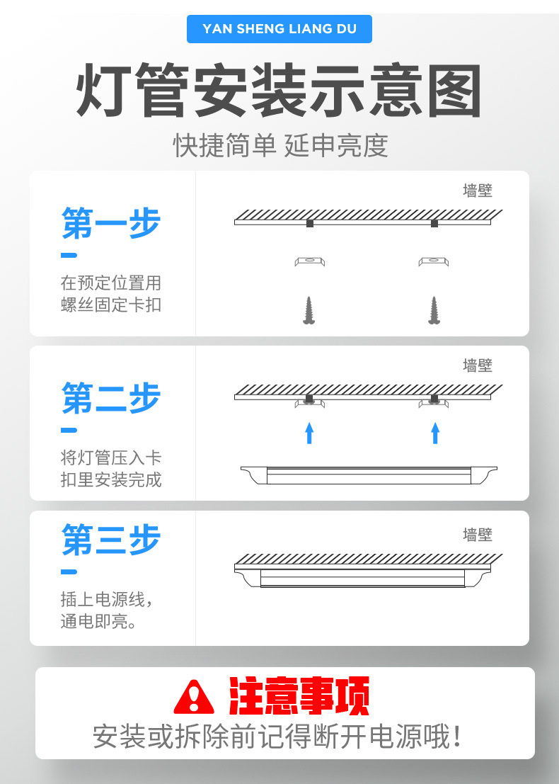 灯管T5一体化灯管T8光管节能支架灯LED净化长条灯日光灯全套批发详情12