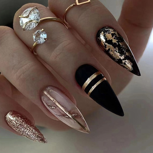 Wearable nail art pieces, artificial nail products, detachable, simple lemon ice transparent, popular online style Douyin nail art hair replacement pic 7