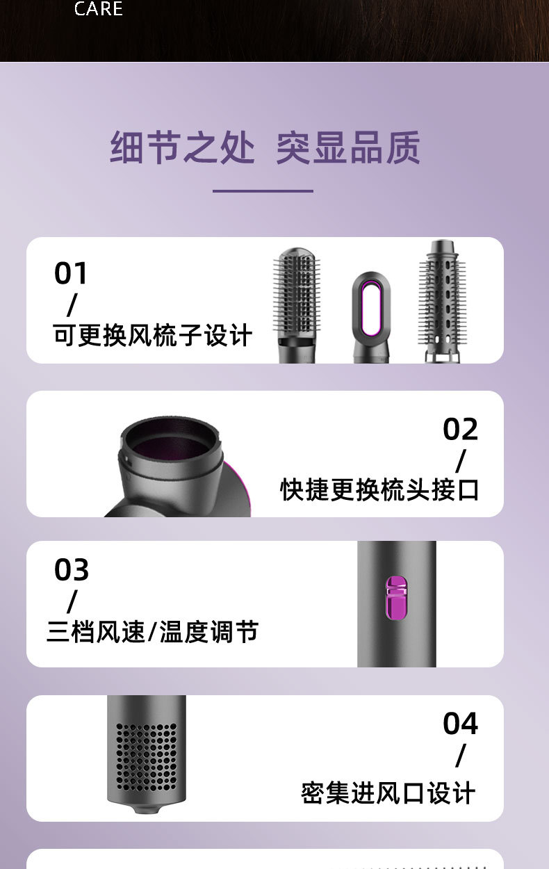 Cross-border bestseller: Hair dryer, straightening comb, electric curling iron, hot air dryer, three-in-one machine, negative ion, US and European standard M141 pic 7