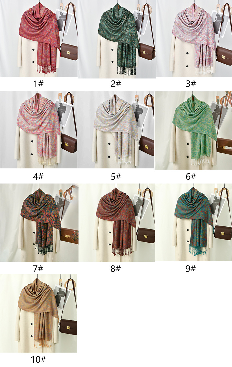 Cashew Printed  Shawl Thick Jacquard Tassel Shawl Women pic 2