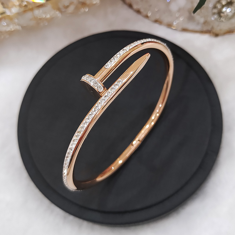 A classic 18k rose gold titanium steel bracelet that is a bestseller in Japan and South Korea. It is a unisex love nail bracelet that does not fade pic 21