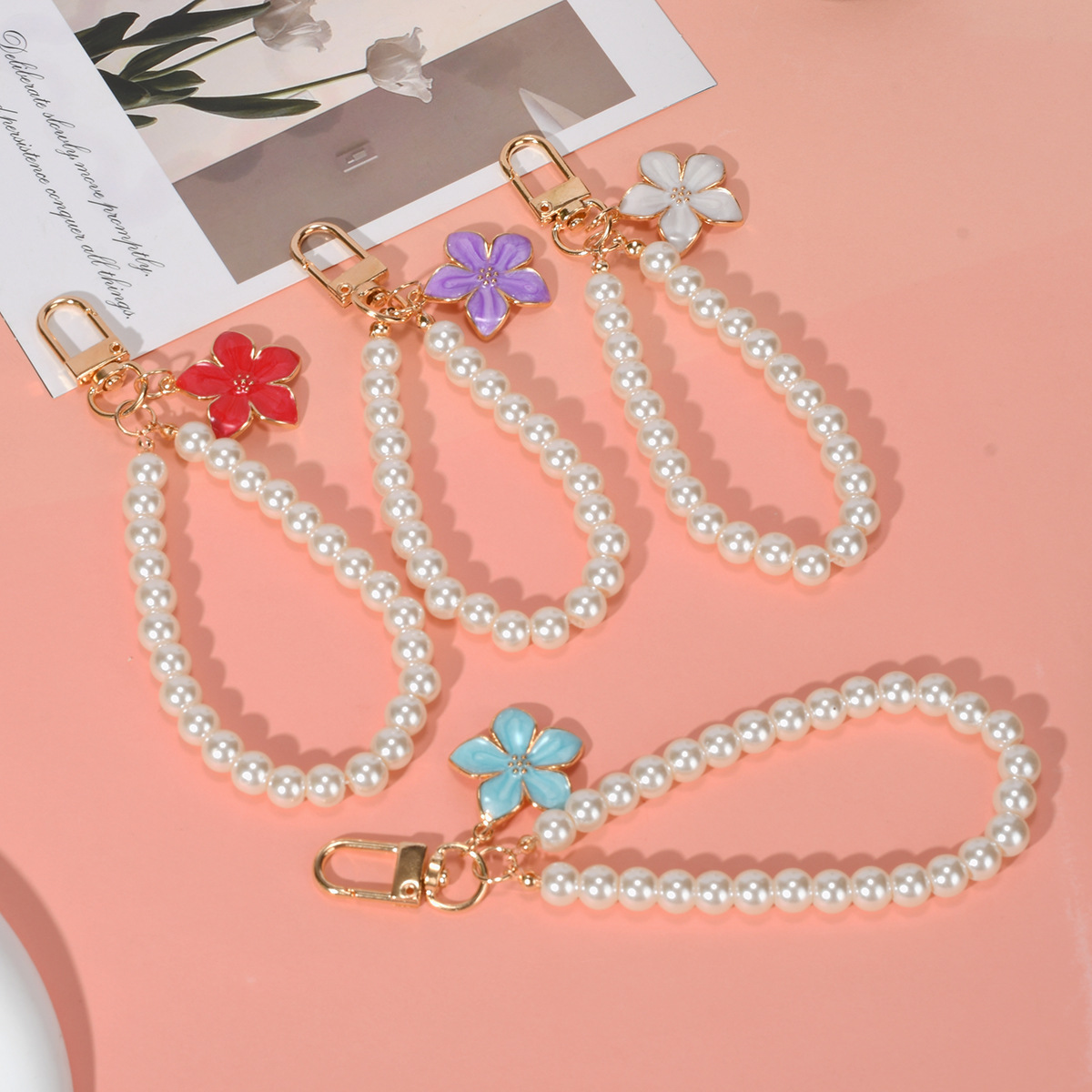 珍珠链条手机链百搭挂件钥匙扣包包diy玩偶挂绳口金包手作配件详情3