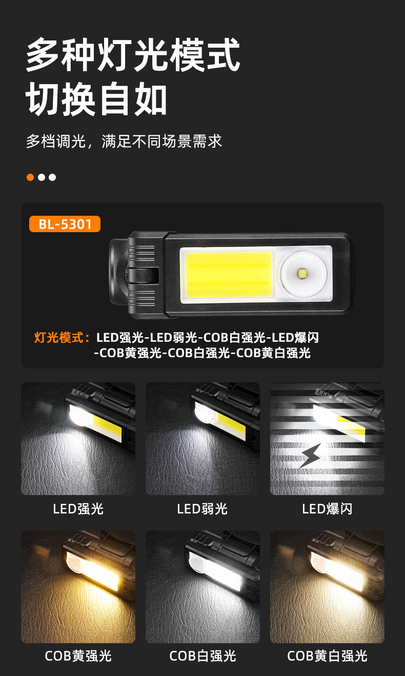 New cross-border multi-functional portable multi-angle folding work light, multi-source strong light head lamp, long-lasting magnetic suction lamp pic 7