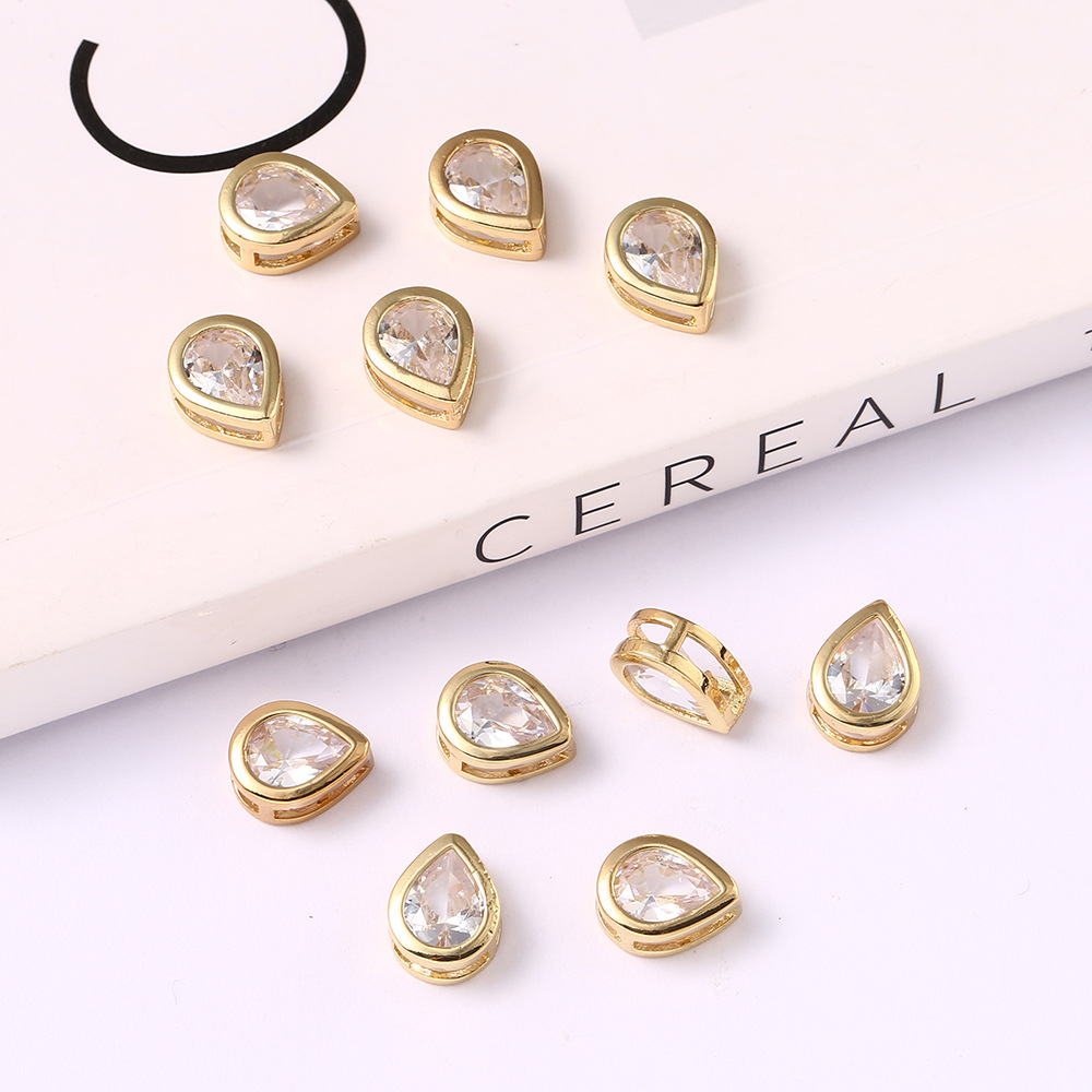 欧美镶金边锆石爱心水滴饰品配件DIY手链项链配饰 可拆卸洞洞鞋扣详情8