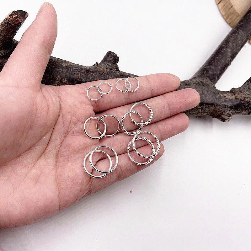 喜饰银匠 s999纯银耳环女复古迷你气质简约小耳圈耳洞耳骨圈耳饰详情6