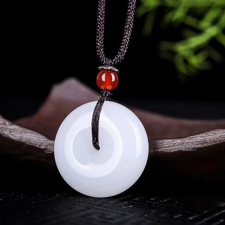 平安扣厂家直销批发阿富汗白玉平安扣吊坠直播送男女玉石项链福利详情2