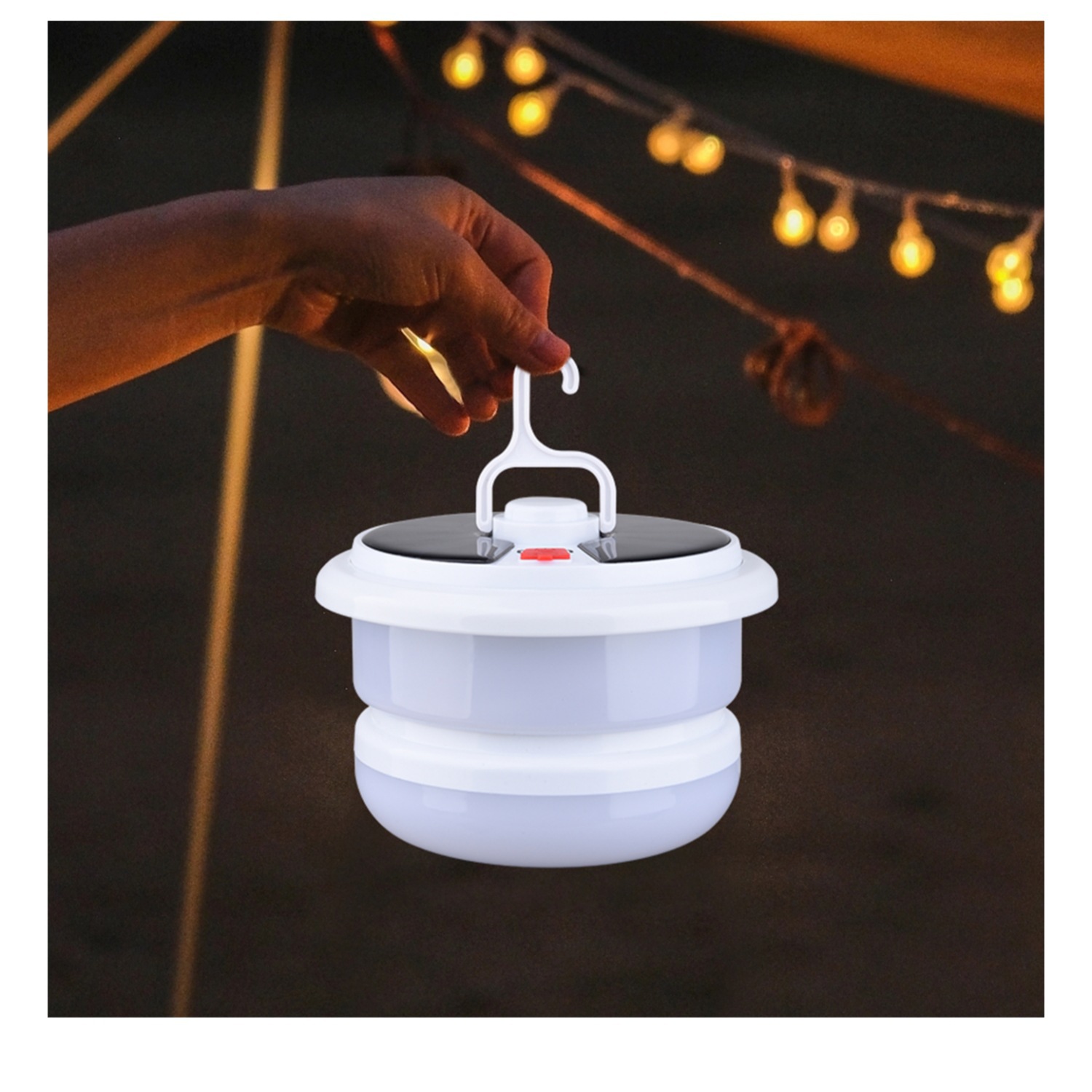 LED充电太阳能灯泡 应急飞碟球泡带挂钩户外摆摊露营防水充电灯泡详情3